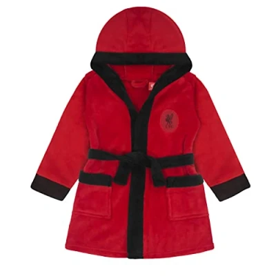 Image of Liverpool FC Official Gift Baby Hooded Fleece Dressing Gown Red 2 3 Years