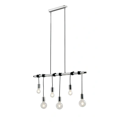 Image of Admiral Bar Cable 6 Light Ceiling Pendant, Chrome, Black, E27
