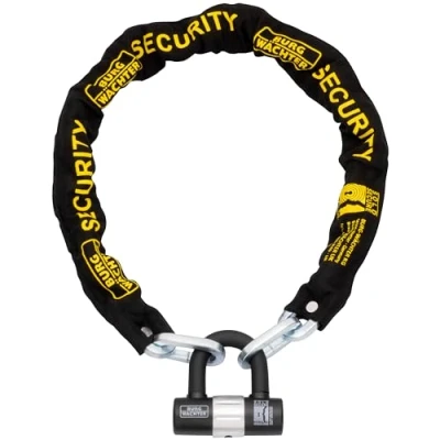 Image of Burg Wachter 1.5M Sold Secure Gold Bike Chain and Lock Kit, Black