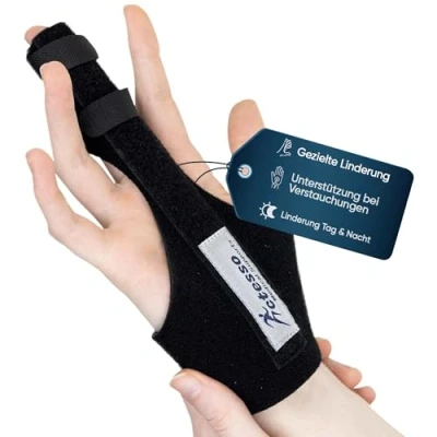 Image of Actesso Enhanced Broken Finger Splint Support for Trigger, Mallet, Arthritis, RSI (Repetitive Strain Injury), Small Middle Index Ring (One Size, Black)