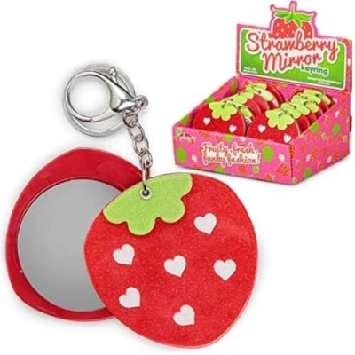 Image of Tobar 36172 STRAWBERRY MIRROR KEYRING, Assorted Designs and Colours, 145 x 70 15 mm