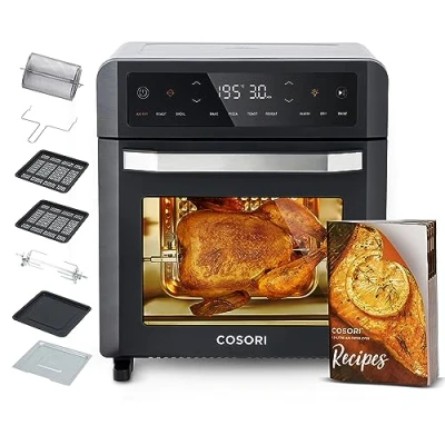 Image of COSORI Air Fryer Oven,12L Large Capacity with 1800W Powerful Dual Heating,11 in 1 Rotisserie Fryer,Convection Fan for Fast Cooking,30 Recipe Cookbook,Complete Accessory Set,220 ℃
