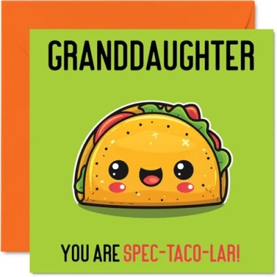 Image of Birthday Cards for Granddaughter Spec Taco lar Funny Happy Card from Grandparents, Gifts, 145mm x Joke Bday Greeting Women Her