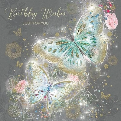 Image of Cherry Orchard Butterfly Happy Birthday Card with Gold Foil Detail and Envelope Grace Range