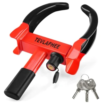 Image of Tevlaphee Universal Wheel Lock Heavy Duty Security Trailer (Black &amp; Red)