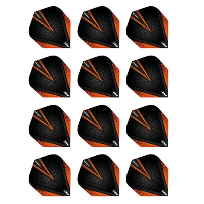 Image of RED DRAGON Hardcore Radical Black &amp; Orange Extra Thick Standard Dart Flights 4 sets Per Pack (12 in total)