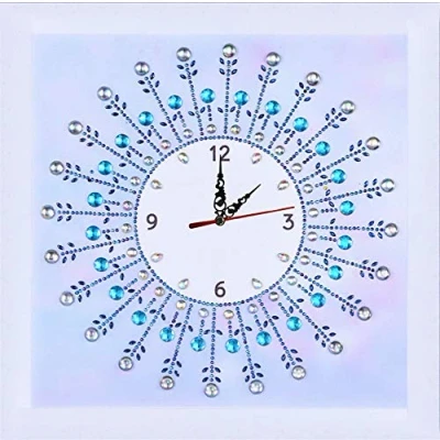 Image of Diamond Painting DIY 5D Special Shape Rhinestones, ABEUTY Purple Clock Mandela, Partial Drill Crystal Art Kits