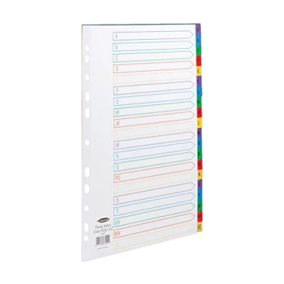Image of Concord Plastic Index Polypropylene 120 Micron Europunched A Z Extra Wide A4 Assorted Ref 67099