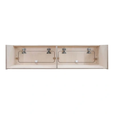Image of Campervan Overhead Cabinet 100cm x 25cm 2 Door Top Locker Central Divider Camper Van Furniture Storage Lightweight Solid Birch Plywood Unpainted Soft Close Hinges Push Button Locks Fixing Kit
