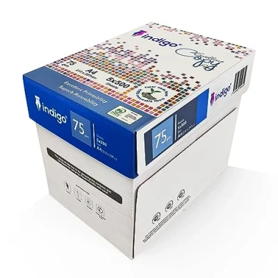 Image of indigo Excellent Copy Paper A4 White Box of 5 Reams Bright Premium Office Printing and Copying 2500 Sheets (75/80 GSM)
