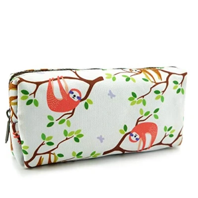 Image of LParkin Cute Sloth Large Capacity Canvas Pencil Case Pen Bag Pouch Gadget Stationary Makeup Cosmetic Kawaii Box
