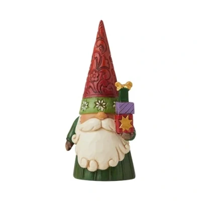 Image of Enesco Jim Shore Heartwood Creek Christmas Gnome Holding Gifts, 10.5cm
