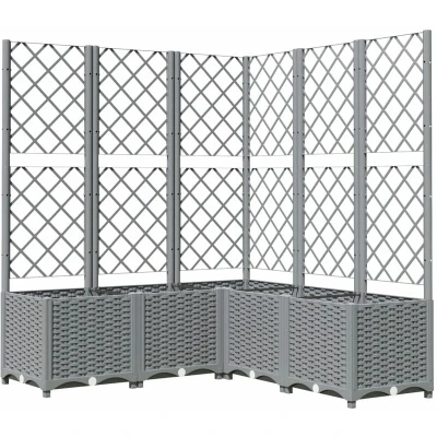Image of vidaXL Garden Planter with Trellis Light Grey 120x120x136 cm PP