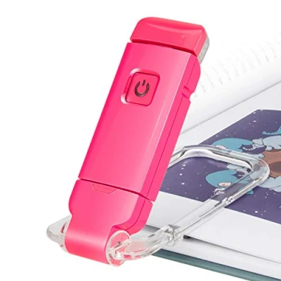 Image of HONWELL LED Reading Light, Rechargeable Book Light Clip on Books for in Bed, Soft Eye Care Lamp, 2 Brightness Settings Protection, Dimmable Lamp Kids,Magenta