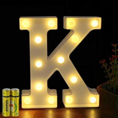 Image of HONPHIER® Letter Lights Decorative LED Alphabet Marquee Decoration Light Up Sign Night Battery Operated for Birthday Party Wedding Receptions Holiday Bar Home Bedroom Bath Decor (K)
