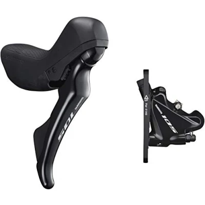 Image of Shimano 105 ST R7020 hydraulic disc STI set, flat mount calliper, right front, black