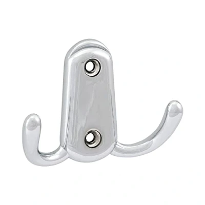 Image of OBF Grimme Canelli 756151 29 Coat Hook Polished Chrome Plated Width 17 mm Height 86 Double Die Cast Zinc