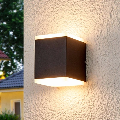 Image of Lucande Outdoor wall light Sarah with LEDs and diffuser