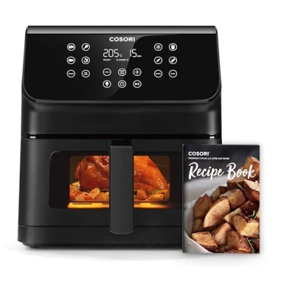 Image of COSORI Air Fryer Large 6.2L, Clear Blaze airfryer with Visual Window, 55% Savings and 85% Less Oil, 8 Presets Plus Roast, Bake, Shake Reminder, 80+ Recipes, Dishwasher Safe, Quiet, 1700W, Black