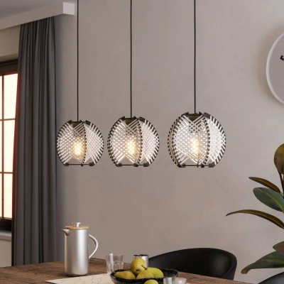 Image of EGLO Waverton hanging light, black/white, length 92 cm, steel/fabric