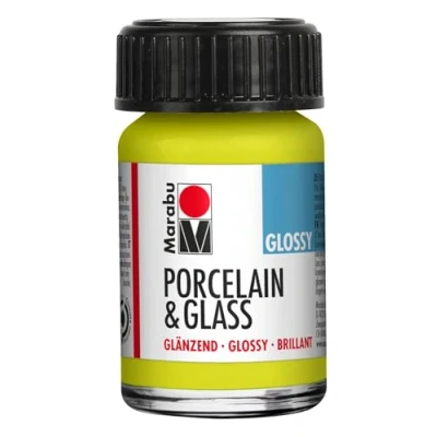 Image of Marabu Porcelain Ceramic &amp; Glass Glossy Paint Reseda 15ml For Painting And Stamping, Waterbased, Washable, Dishwasher Safe