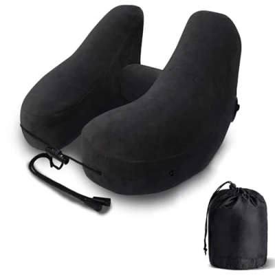 Image of EHIOG Inflatable Travel Pillow for Airplane, Neck Pillow, Plane Cushion,Flight Pillow,Travel Pillows,Ergonomic Airplanes (Black)