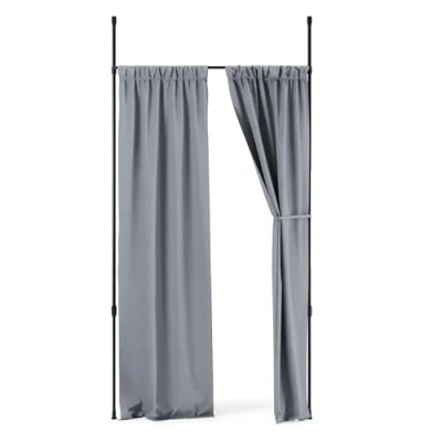 Image of Umbra Anywhere Expandable Rod Curtain &amp; Room Divider, Matte Black
