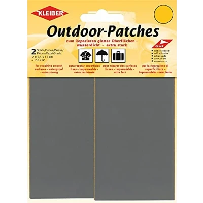 Image of Kleiber Pack of 2 Nylon Self Adhesive Repair Patches 11.5cm x 6.8cm Dark Grey, Mittel