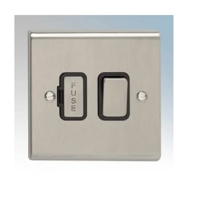Image of Deta SD1370SSB Switched Spur Connection Unit 13 Amp (Stainless Steel/Black Insert)