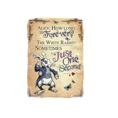 Image of Sawfish® Alice in Wonderland Metal Sign Mad Hetter Bonkers The Cheshire Cat Retro Tin Wall Art