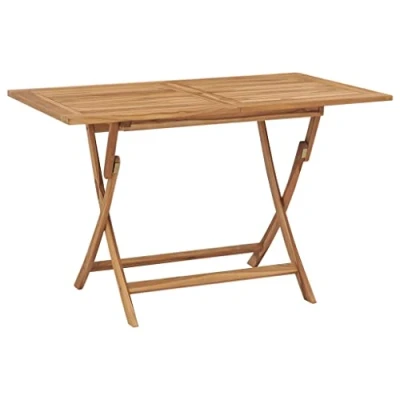 Image of vidaXL Folding Garden Table Solid Teak Wood, Weather Resistant, Outdoor Dining Furniture, Unique Design with Parasol Mount, Easy Assembly, Natural Finish