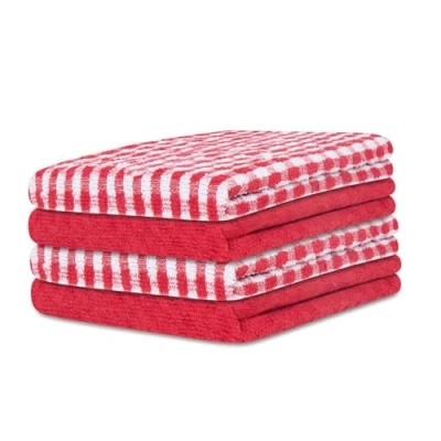 Image of GC GAVENO CAVAILIA 16 Pieces Tea Towels For Kitchen Fast Drying Towel Cloths (46x65 cm) Super Absorbent Dish Towels, Bar Easy Care/Washable Red