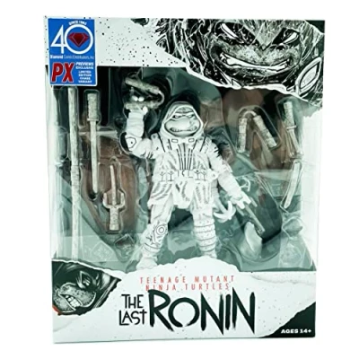 Image of BANDAI Teenage Mutant Ninja Turtles The Last Ronin Michelangelo Action Figure Black &amp; White 4.5&#039;&#039; TMNT Articulated With Accessories Toys