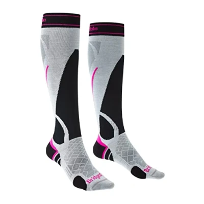 Image of Bridgedale Women&#039;s Lightweight Ski Merino Endurance Socks, Silver/Black, S