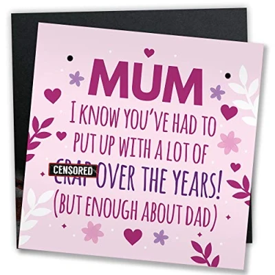 Image of RED OCEAN Funny Mum Birthday Card Hanging Sign Mothers Day From Daughter Son Joke Gifts
