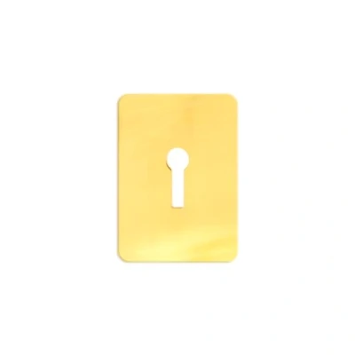 Image of TSS Polished Brass UK Key Hole Stick On Repair Escutcheon, 65mm x 47mm. Self Adhesive Covers, Keyhole Cover, Door Plate