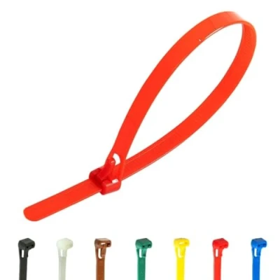 Image of Gocableties 100 Pack of 250mm x 7.6mm Reusable Cable Ties, Heavy Duty Red Releasable 10&quot; Premium Tie Wraps, Strong Nylon Zip Ties