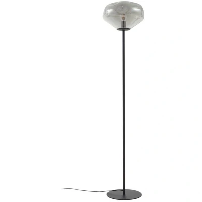 Image of Lindby floor lamp Lelia, smoke grey, glass, metal, 150 cm