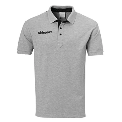 Image of Uhlsport Essential Prime Polo Shirt Men&#039;s Gray Melange/Black, 4X Large