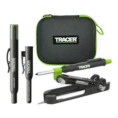 Image of Tracer ProScribe Tool with Deep Hole Pencil, Lead Holster and Carry Case (DIY, Woodworking, Carpentry Multi Function Scribe Tool)