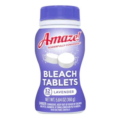 Image of AMAZE! Ultra Concentrated Bleach Tablets for Laundry and Home Cleaning. (32 Count Lavender)