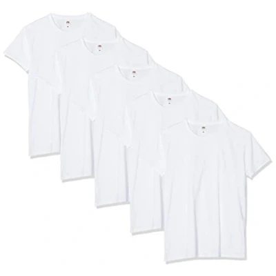 Image of Fruit of the Loom Men&#039;s Iconic, Lightweight Ringspun Tee, 5 Pack T Shirt, White (White 30), XXXXX Large (Size:5XL) (Pack 5)