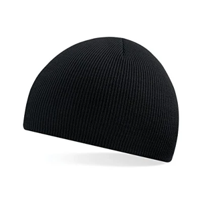 Image of Beechfield Unisex 100% Soft Feel Knitted Beenie Hat 9 Colours Available Baseball Cap, Black, One Size