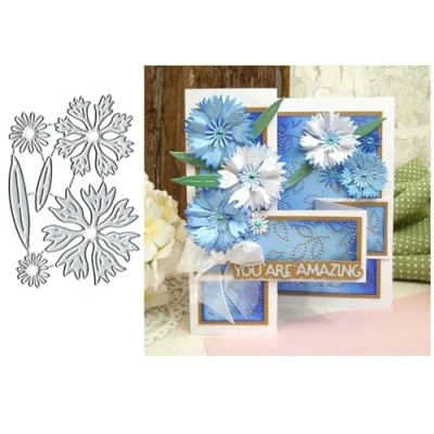 Image of 3D Flowers Metal Die Cuts, Cornflower Cutting Dies Cut Stencils Card Paper Craft DIY Template Album Embossing for Making Scrapbooking