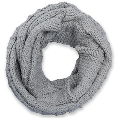 Image of styleBREAKER knitted loop scarf checkered, plain fine knit snood, winter scarf, unisex 01018154, Colour:Light Grey