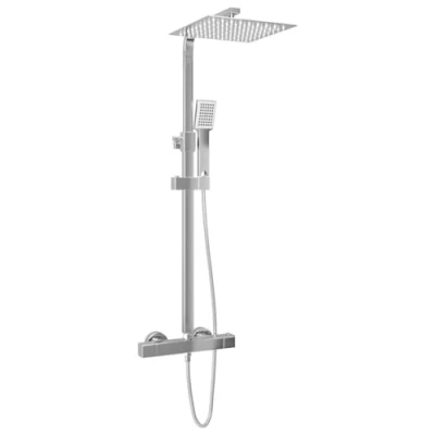 Image of vidaXL Stainless Steel Dual Head Shower Set Adjustable Rainfall &amp; Handheld Shower, Thermostat, Anti Scald, Easy Clean Nozzles