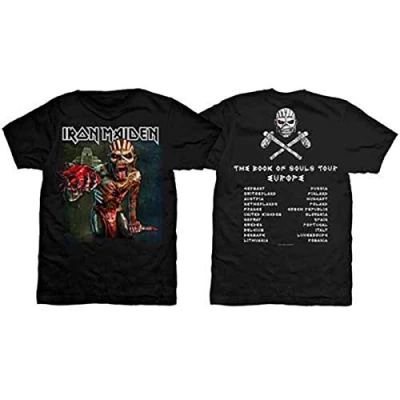 Image of Iron Maiden The Book of Souls European Tour Official Tee T Shirt Mens Unisex (X Large) Black