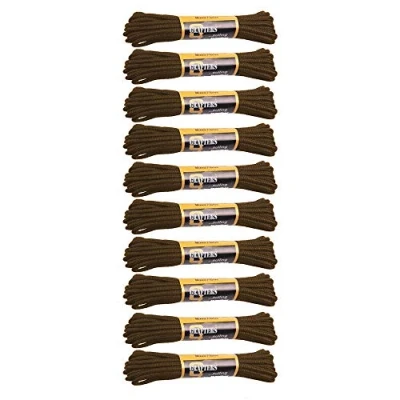 Image of Grafters 10 Pairs Round 210cm Replacement Shoe Laces New Brown Textile, PKT (of 10)