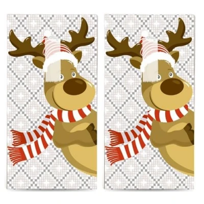 Image of 20 Individual Handkerchiefs Christmas Fun Reindeer 2 Packs of 10 Paper Printed Gift