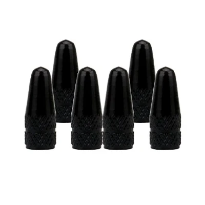 Image of SENZEAL 6Pcs Bicycle Presta Valve Dust Caps Aluminum Alloy French Style Cycling Tyre Stem for MTB Road Bike Wheels Black